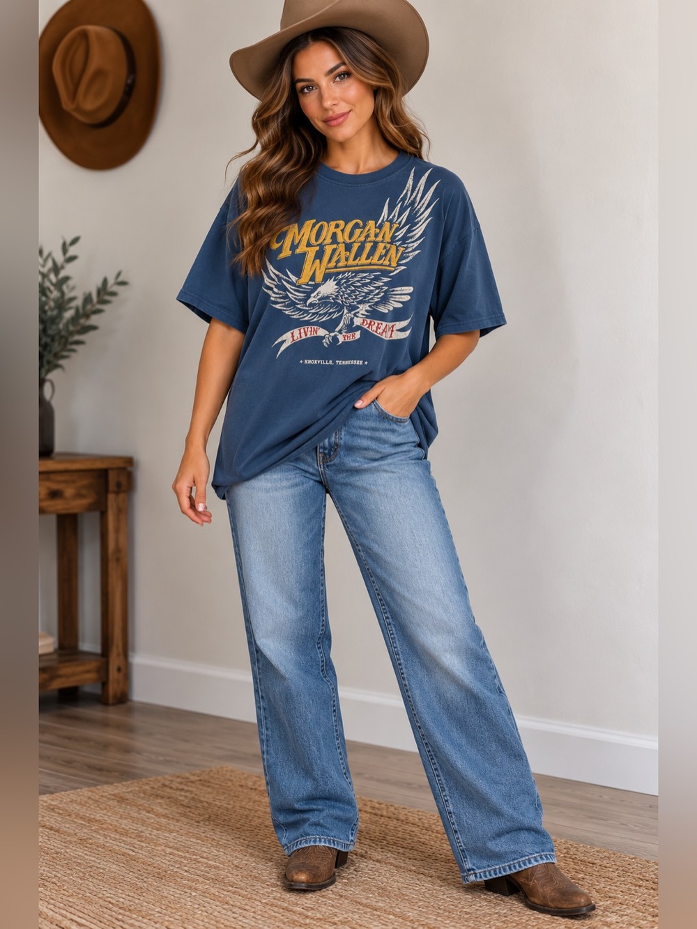 DAY Morgan Wallen Graphic Tee in Blue Size Large